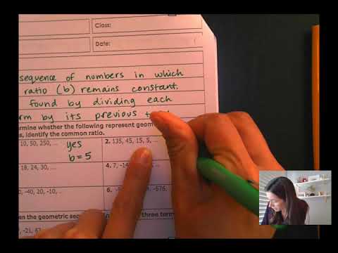 Algebra Week 14 - Assignment #2 Pages 3-4 Geometric Sequence