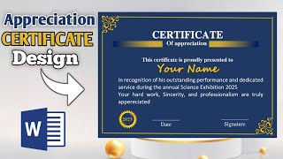 Appreciation Certificate design in MS word | Certificate of Appreciation Design