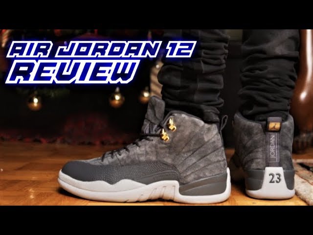 jordan 12 white dark grey on feet