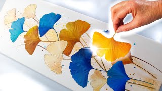 POURING with REAL Ginkgo Leaves! ANYONE Can try this Easy Technique! | AB Creative Tutorial