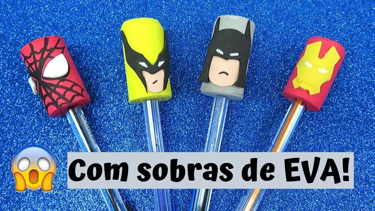 Como fazer ponteiras para lápis/ canetas com EVA (Heróis) | Pricity