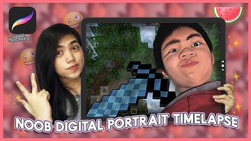 DIGITAL PAINTING TIMELAPSE #1: Natnat in Minecraft ⚔ ✨ using ProCreate ✨