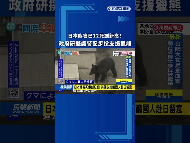 日本熊害12死創新高! 政府研擬讓警察配步槍獵熊｜民視新聞｜