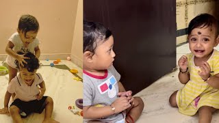 twin babies fighting with each other #funnymoments #twinbabydiaries #cutememories #fighting