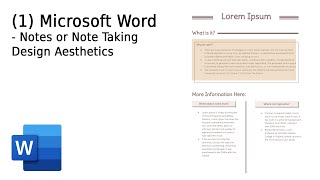 (1) Microsoft Word Tutorial - Notes or Note Taking Design Aesthetics
