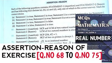 RD SHARMA CLASS 10 ASSERTION-REASON OF EXERCISE [Q.NO-68 TO Q.NO-75] CHAPTER 1 REAL NUMBER/MATH FEAR