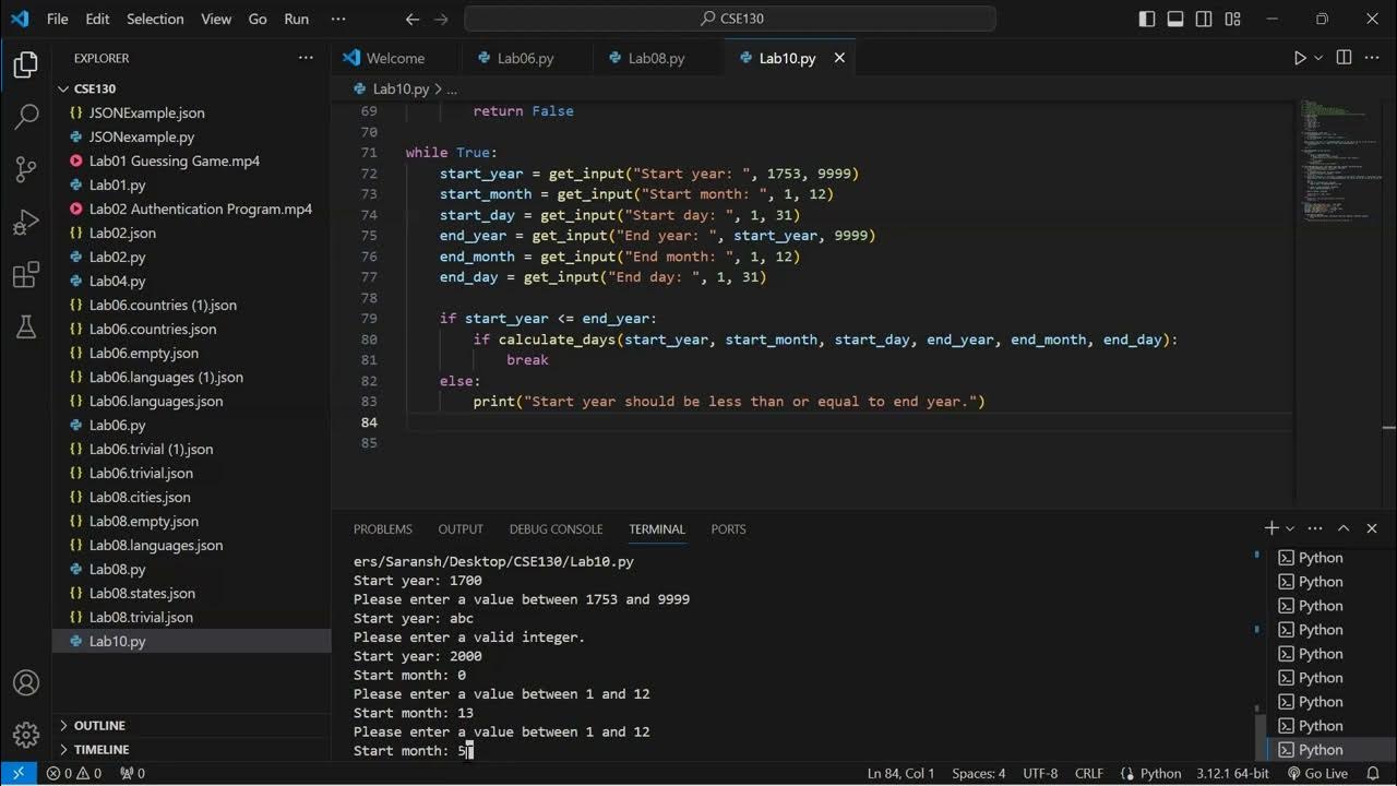 W10 lab number of days program youtube