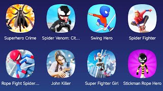 Superhero Crime World,Spider Venom,Swing Hero,Spider Fighter,Stickman Rope Hero,Rope Fight Stickman screenshot 1