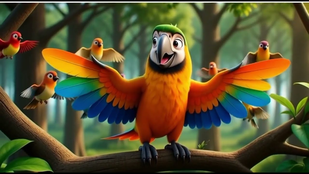 Main Tota Hoon | Rang Biranga Parrot Song 🦜🌈 | Kids Cartoon Urdu Rhyme