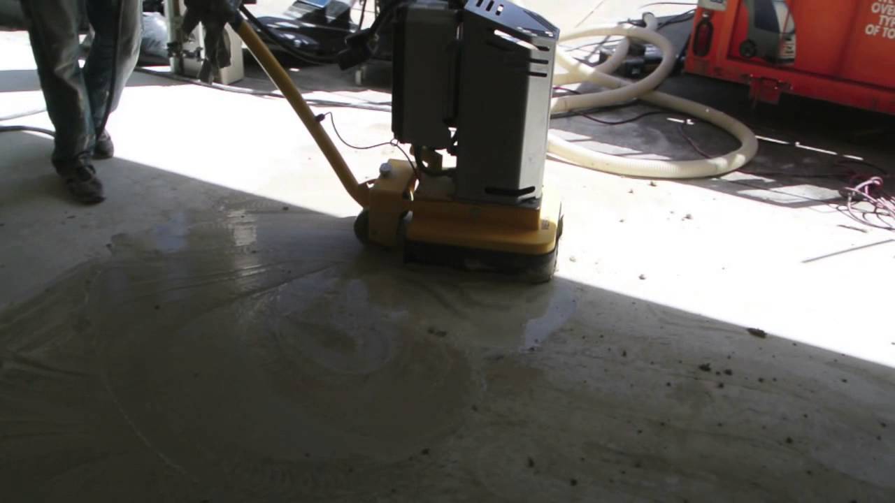 Grinding concrete with liquid grout YouTube