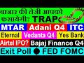 Nifty TRAP?🔴 Exit Poll🔴MTAR Tech🔴Bajaj Finance Q4🔴Adani🔴Airtel IPO?🔴Vedanta Q4🔴ITC🔴Yes Bank🔴Fed FOMC