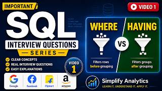 Difference Between WHERE and HAVING in SQL | Important SQL Interview Questions Series | Video 1