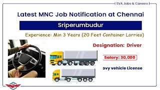 Latest Job Update at Chennai | Lorry Driver | jobsinchennai chennaijobs