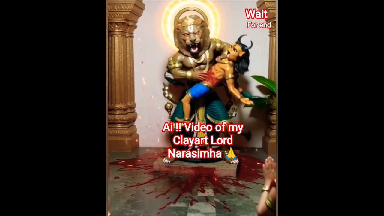 ✨Ai !! video of my Clayart Lord Narasimha killing hiranyakasyapu🔥 