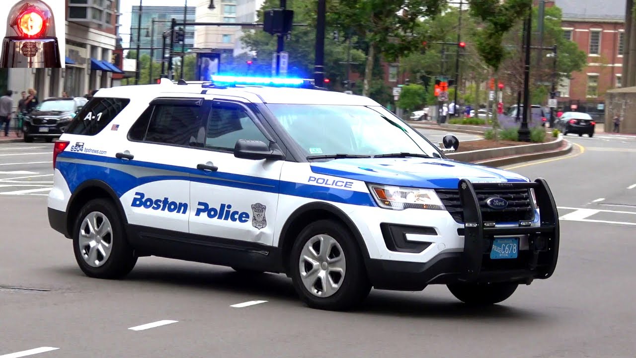 Boston Police Car Responding Lights and Sirens Ford Explorer YouTube