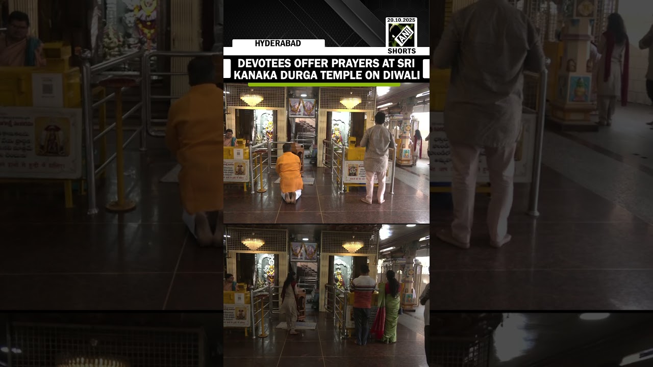 Devotees offer Diwali prayers at Sri Kanaka Durga Nagalakshmi Temple in Basheerbagh, Hyderabad