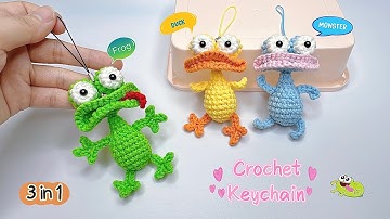 Crochet Cute Keychains: Frog, Duck & Monster 🐸🐥👾| Step by Step Crochet Tutorial