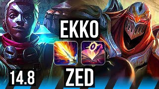 EKKO vs ZED (MID) | Quadra, Legendary, 14/3/8, 700+ games | EUW Master | 14.8