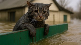 картинка: Кошка висела на заборе, пока вода поднималась… Цеплялась, пока силы не кончились