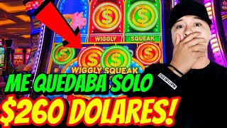 OMG MEJOR QUE UN CASINO JACKPOT! SOLO ME QUEDABA $260 Y COIN TRIO PIGGY SLOT MACHINE NOS SALVO!