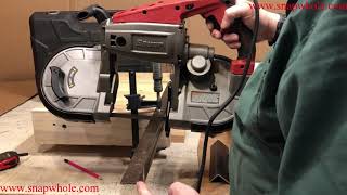 Harbor Freight Bauer Portable Metal Cutting Band Saw Review and Use Demonstration