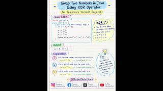 Information Java Program to Swap Two Numbers Using XOR Operator Guide