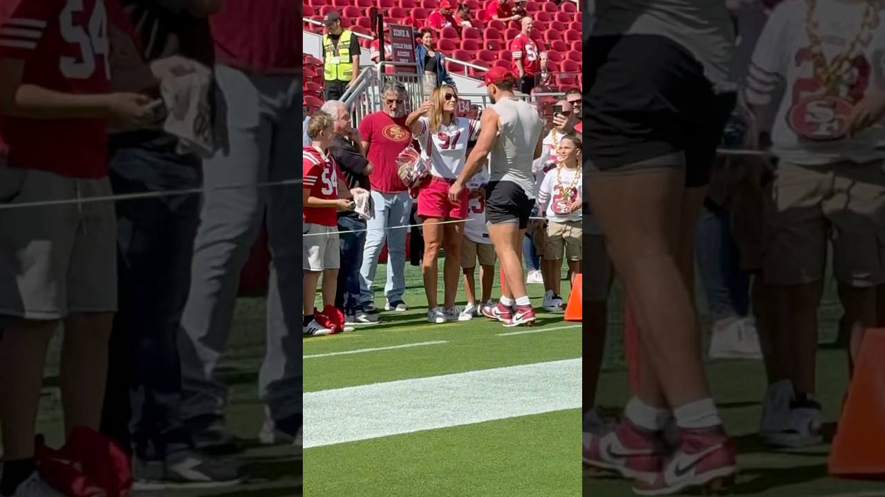 Nick Bosa sees his mom before the game 