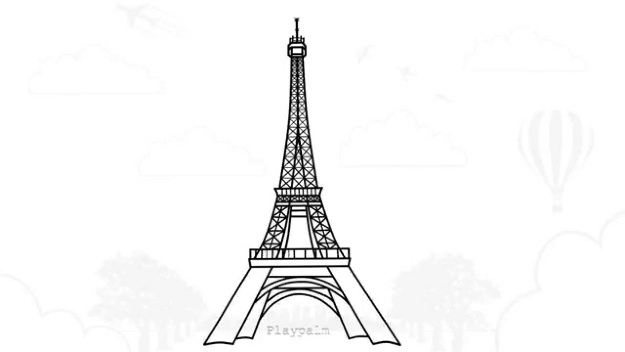 How to draw eiffel tower - Paris Eiffel Tower drawing tutorial - YouTube