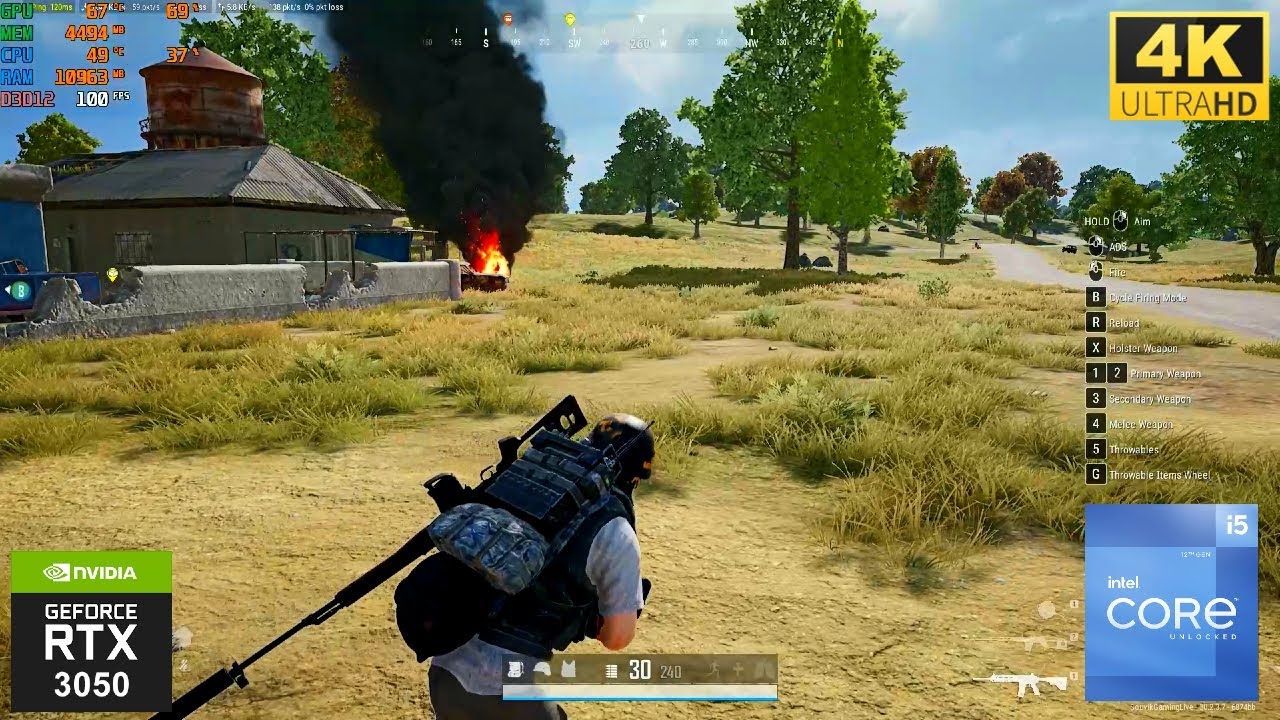 PUBG : RTX 3050 6GB + i5 12400F ( 4K ULTRA GRAPHICS ) NO COMMENTARY