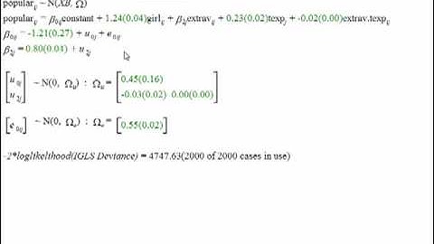 MLWiN 2.10: Mutilevel video for Hox (2009) chapter two, popularity data.