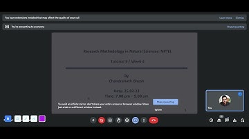 Research Methodology in Natural Sciences : Problem solving Session 4 (25.02.23)- NPTEL
