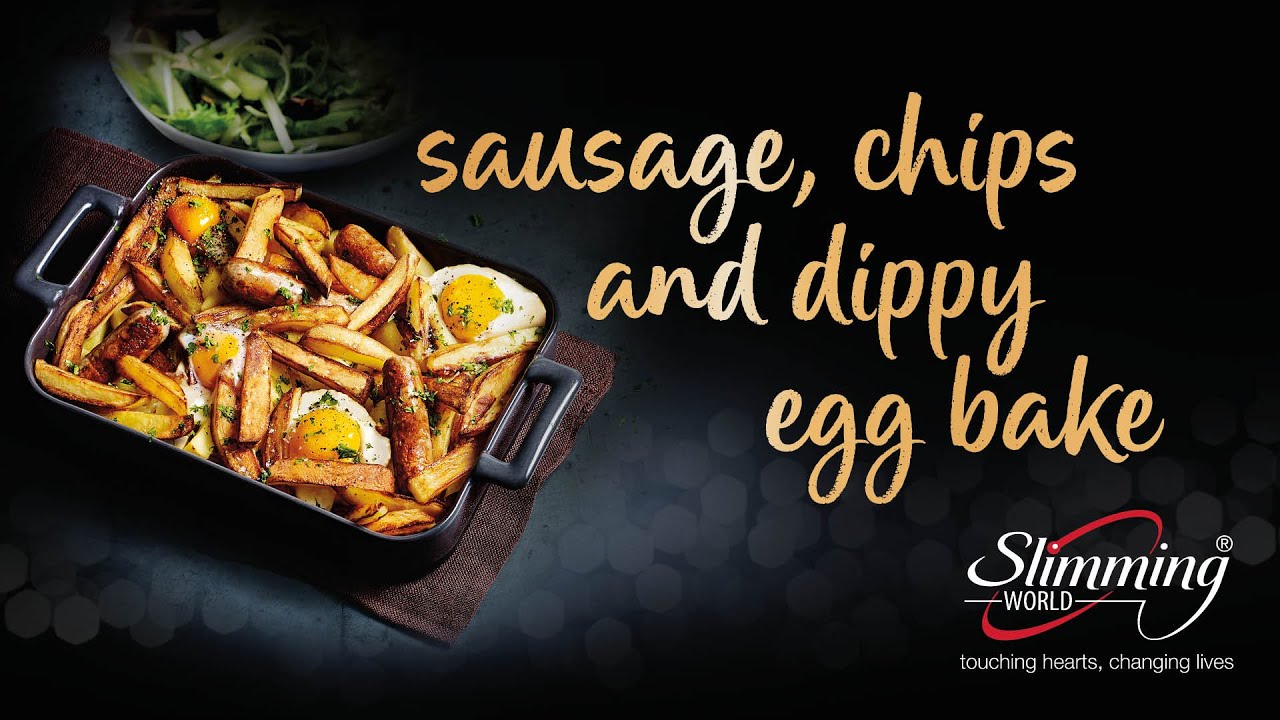 Sal cooks Slimming World sausage, chips and dippy egg bake recipe
