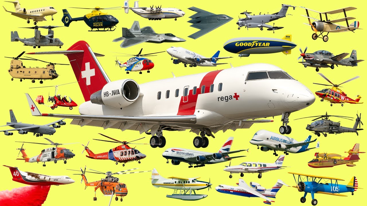 Air Vehicles Names for Kids | Learn Types of Aircraft | Airplanes Compilation in English