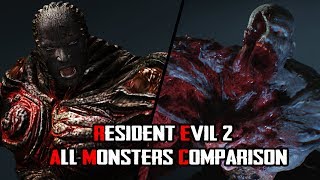 RESIDENT EVIL 2 REMAKE - ALL MONSTERS COMPARISON  - DARKSIDE CHRONICLES (2009) VS REMAKE (2019)