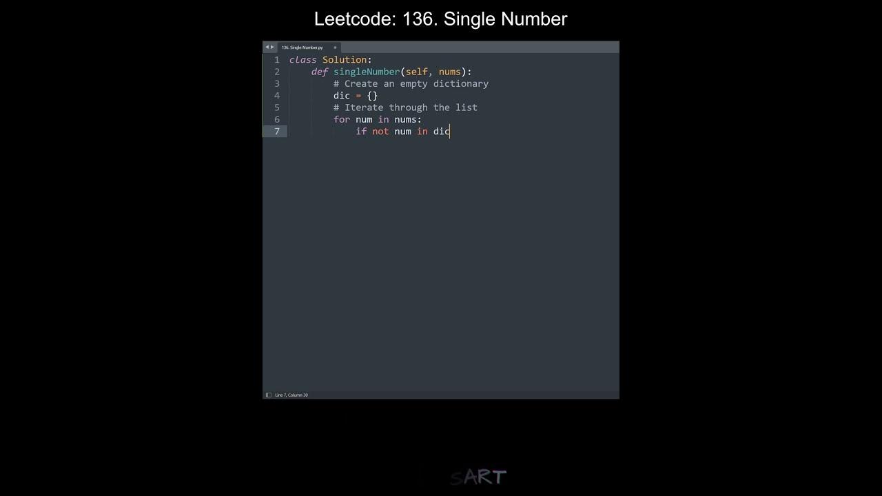 Leetcode 136 single number in python python leetcode python coding
