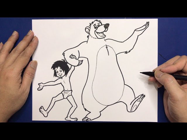 Drawing Mowgli and Baloo | The Jungle Book | art for kids 🇺🇸🇮🇳 - YouTube