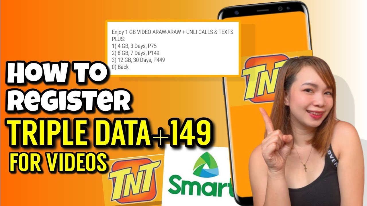 HOW TO REGISTER TRIPLE DATA+149 FOR VIDEOS ON SMART/TNT SIM | Riencyll ...