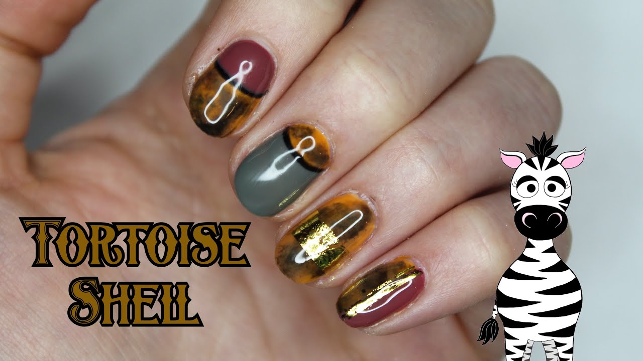 10. Tortoise Shell Nail Art with Foil - wide 2