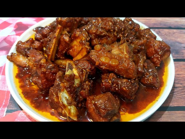 Resep Iga Babi, Resepnya Bikin Boros Nasi | Braised Pork Ribs,  SUPER tender | Nael Onion class=