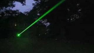 50Mw Green Laser Beam In The Evening