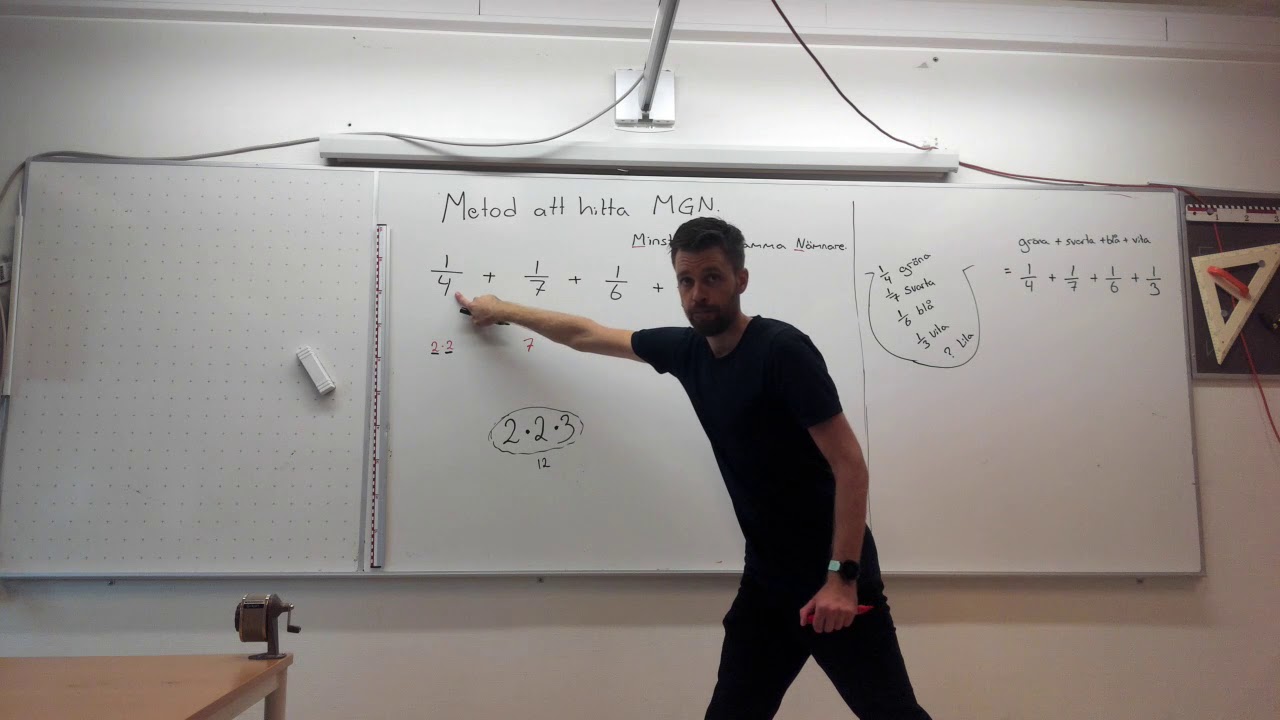 Matematik 1b, 2.1. Bråk. Metod för att hitta MGN, minsta gemensamma nämnare.