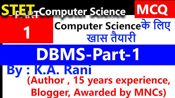 DBMS Part-1 500 MCQ |what is Schema |Relational Database  STET Computer Science MCQ Questions