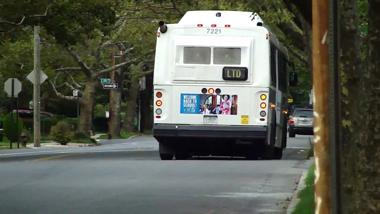 bound Orion V CNG B103LTD Bus #7221 on Ave M passing by E102nd St and stopp...