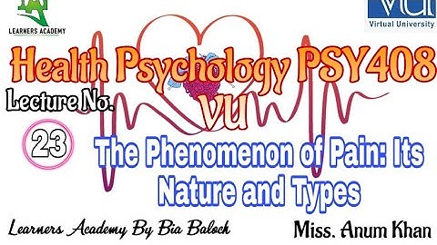 Health Psychology (PSY408) VU Urdu | Lecture No. 23 | Learners Academy By Bia Baloch