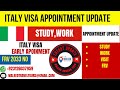 Italy Visa Appointments 2025 | New Appointment Slots Opening | Latest Italy Embassy Update