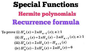Recurrence formula for Hermite polynomials | Hermite Recurrence formula