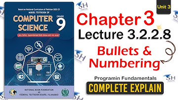Class 9 Computer Science - Unit 3 Lecture 3.2.2.8 | NBF | Programming | Bullets & Numbering in HTML