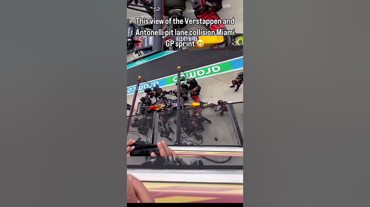 Another angle of the Verstappen and Antonelli pit lane crash during Miami GP sprint 😬