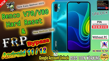 Benco V70-V80 Hard Reset & FRP Bypass 2023 | Unlock Google Account Lock Without Pc | Android 11/12