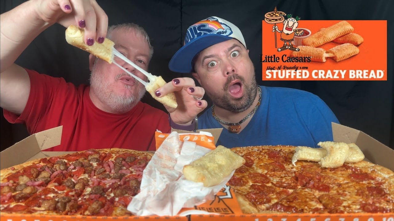 Little Caesars Stuffed Crazy Bread Mukbang & Review YouTube